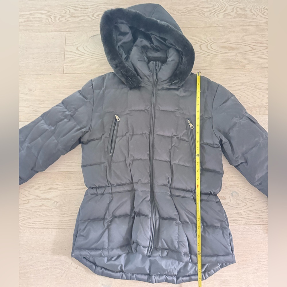 Larry Levine warm puffer jacket with faux fur trim on hood size S - Picture 9 of 10